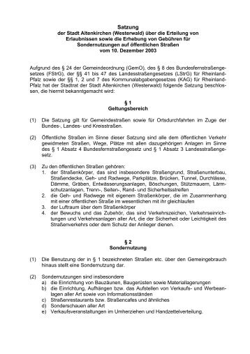 Sondernutzungssatzung - Verbandsgemeinde Altenkirchen