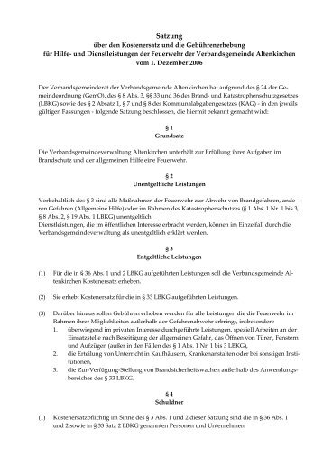 Satzung - Verbandsgemeinde Altenkirchen