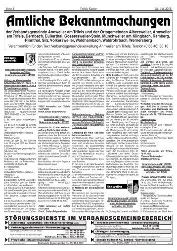 Bekanntmachungen Trifelskurier vom 21.07.2005