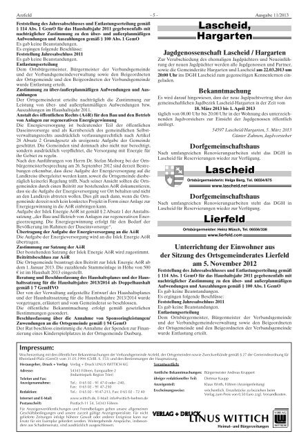 Ausgabe 11 - Verbandsgemeinde Arzfeld