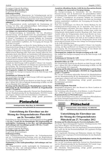 Ausgabe 11 - Verbandsgemeinde Arzfeld