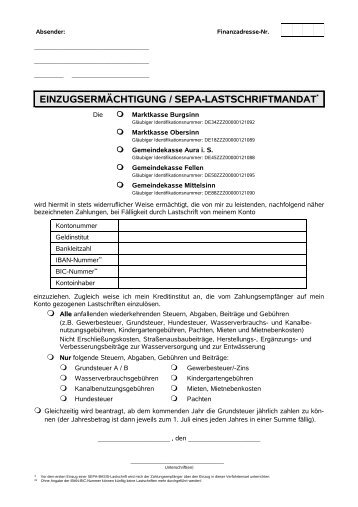 EINZUGSERMÄCHTIGUNG / SEPA-LASTSCHRIFTMANDAT*