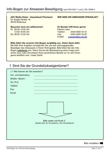 Info-Bogen Abwasser - Verbandsgemeinde Droyßiger-Zeitzer Forst
