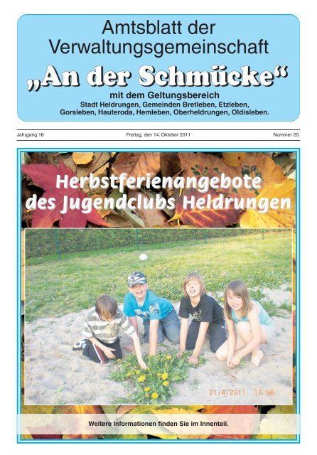 Amtsblatt Nr. 20 vom 14.10.2011 - Verwaltungsgemeinschaft "An der ...