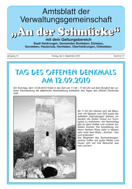 Amtsblatt Nr. 17 vom 03.09.2010 - Verwaltungsgemeinschaft "An der ...