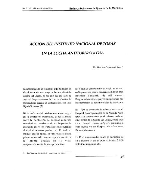 ACCION DEL INSTITUTO NACIONAL DE TORAX EN LA LUCHA ...
