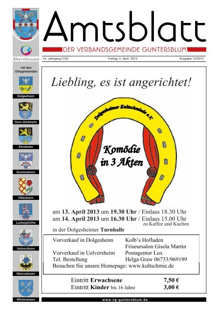 Liebling, es ist angerichtet! - Verbandsgemeinde Guntersblum