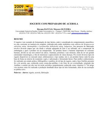 IOGURTE COM PREPARADO DE ACEROLA - IV CONNEPI 2009