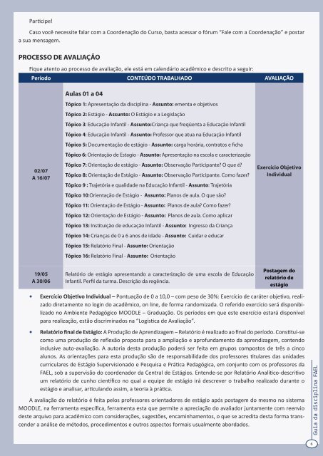 Guia de disciplina: Estágio Supervisionado na Educação ... - FAEL