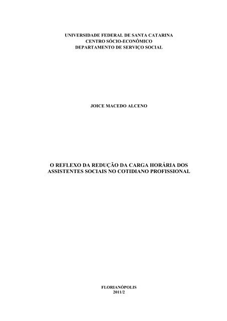 o reflexo da redução da carga horária dos assistentes sociais no ...