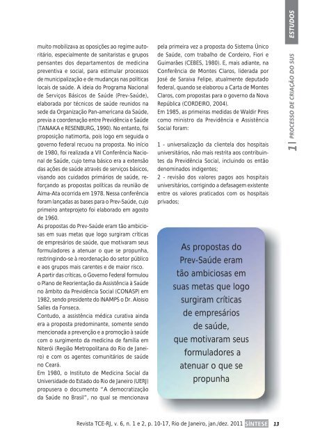 Revista SÍNTESE, v 6, n. 1 e 2, jan/dez de 2011. - ECG / TCE-RJ