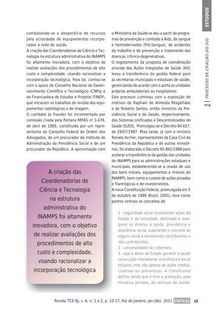 Revista SÍNTESE, v 6, n. 1 e 2, jan/dez de 2011. - ECG / TCE-RJ