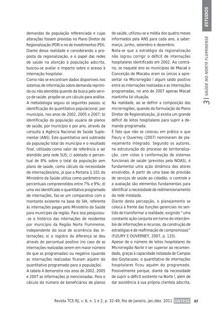 Revista SÍNTESE, v 6, n. 1 e 2, jan/dez de 2011. - ECG / TCE-RJ