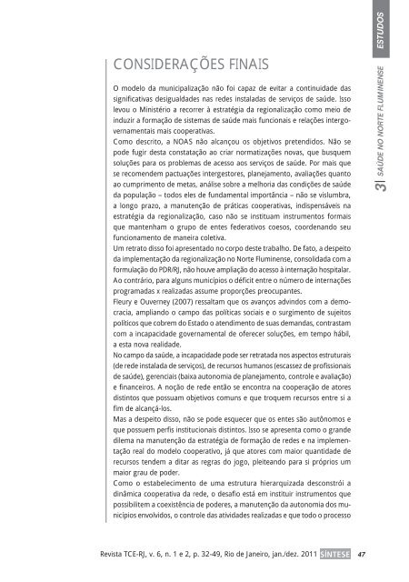 Revista SÍNTESE, v 6, n. 1 e 2, jan/dez de 2011. - ECG / TCE-RJ