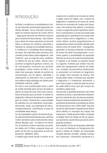 Revista SÍNTESE, v 6, n. 1 e 2, jan/dez de 2011. - ECG / TCE-RJ