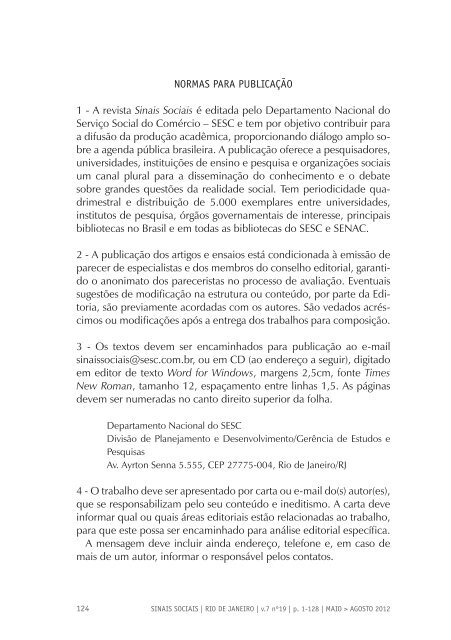 Revista Sinais Sociais N19 pdf - Sesc