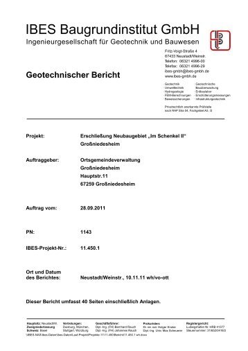 Geotechnischer Bericht „Im Schenkel II“