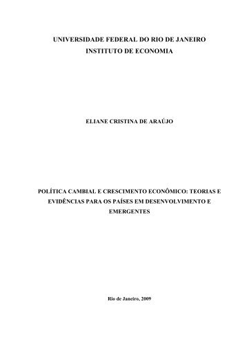 NÍVEL DO CÂMBIO E CRESCIMENTO ECONÔMICO ... - UFRJ