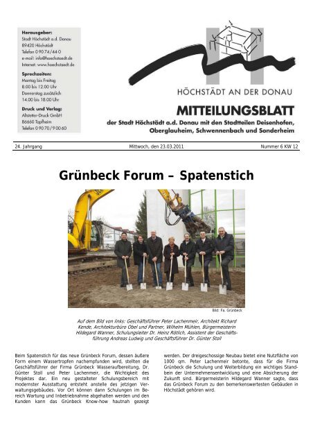 Ausgabe 06 vom 23.03.2011 - Verwaltungsgemeinschaft Höchstädt ...
