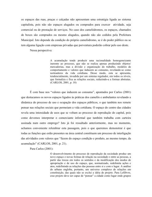 centralidade urbana e comércio informal: os novos espaços - Unesp