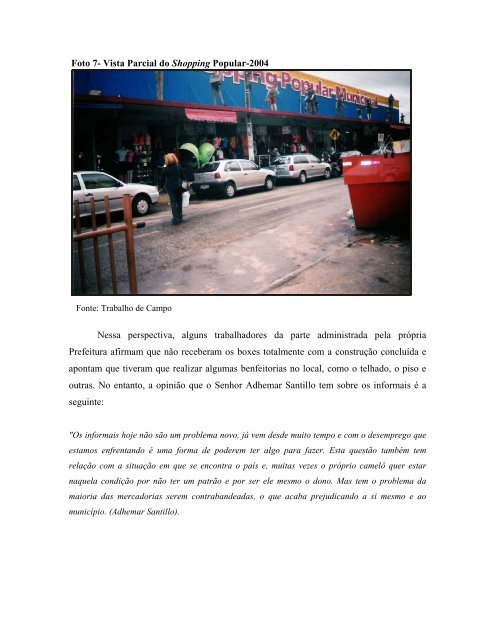 centralidade urbana e comércio informal: os novos espaços - Unesp