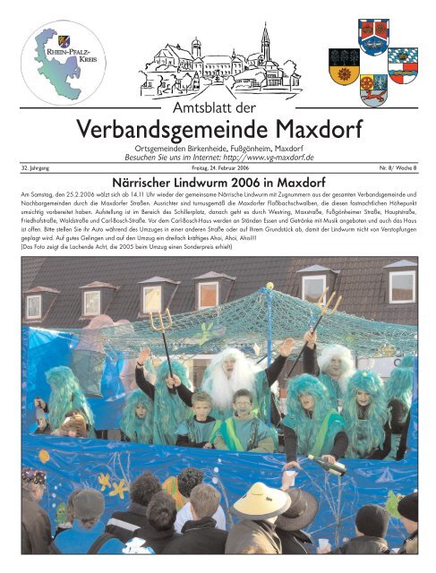 Amtsblatt Nr 8 vom 24 Februar 2006 - Verbandsgemeinde Maxdorf