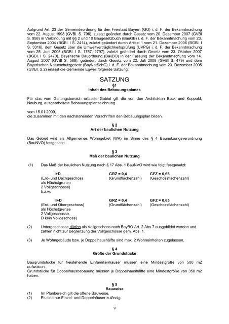 Auszug Bebauungsplan "Deiserfeld" mit Festsetzungen als PDF