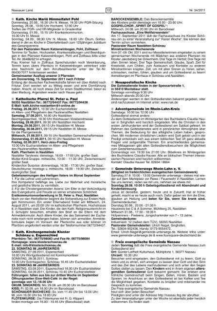 Mitteilungsblatt Ausgabe 34 - 2011 - Verbandsgemeinde Nassau