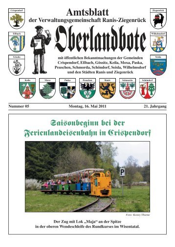 Ausgabe Mai 2011 - Verwaltungsgemeinschaft Ranis–Ziegenrück