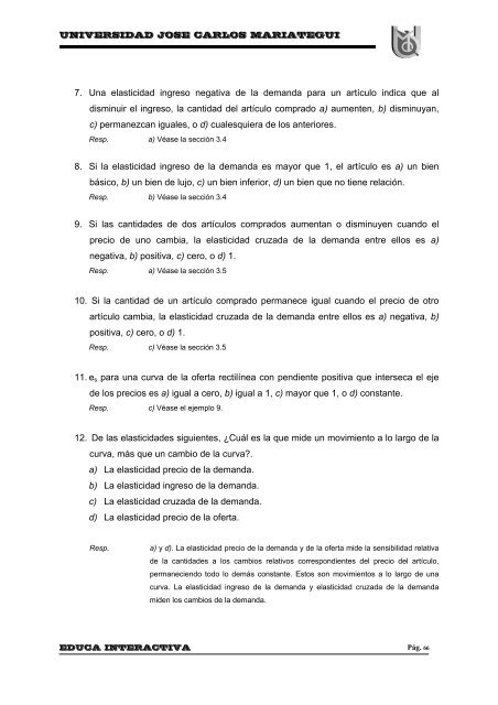 La Medida de las Elasticidades. - Universidad José Carlos Mariátegui