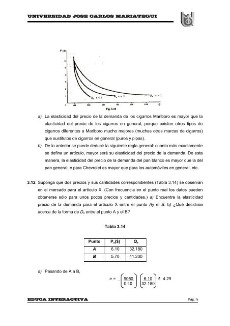 La Medida de las Elasticidades. - Universidad José Carlos Mariátegui