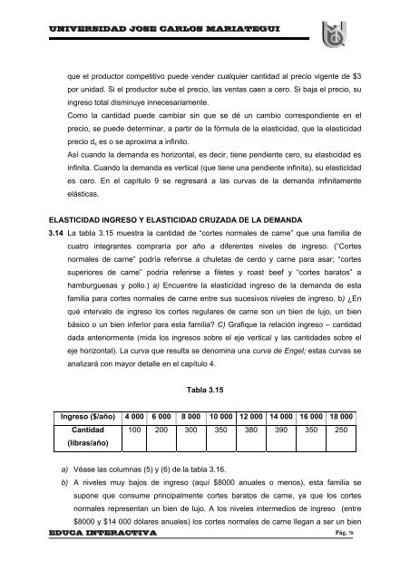 La Medida de las Elasticidades. - Universidad José Carlos Mariátegui