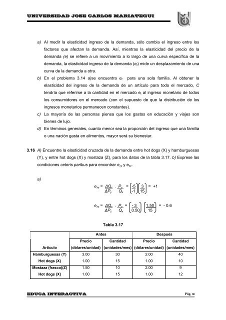 La Medida de las Elasticidades. - Universidad José Carlos Mariátegui
