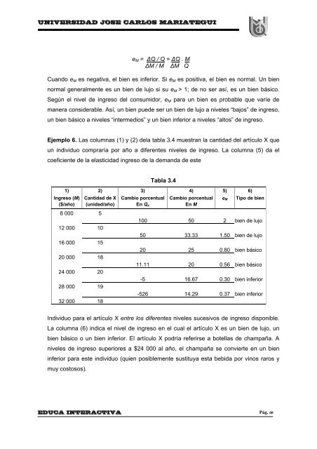 La Medida de las Elasticidades. - Universidad José Carlos Mariátegui