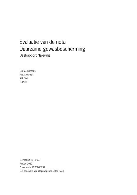 Evaluatie van de nota Duurzame gewasbescherming