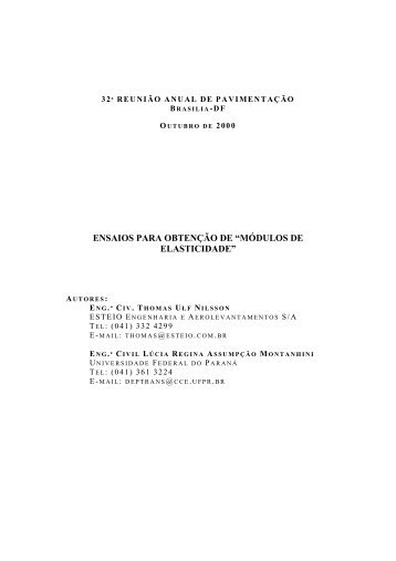 Ensaios para obter o módulo de elasticidade - Nilsson.com.br