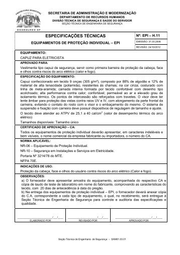 EPI-H.11 - CAPUZ PARA ELETRICISTA - Portal do Servidor
