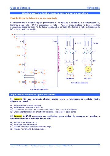 Partida direta de dois motores com timer.pdf - Clube da Eletrônica