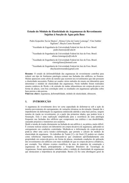 Estudo do Módulo de Elasticidade de Argamassas de ... - APFAC