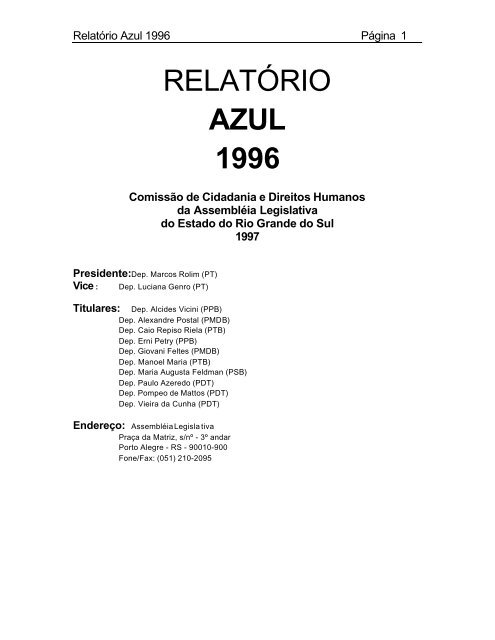 Relatório Azul 1996 – Direitos Humanos no RS - DHnet