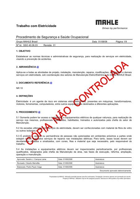 Trabalho com Eletricidade.pdf - Mahle.com