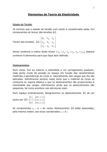 Elementos de Teoria da Elasticidade - Dem Isep