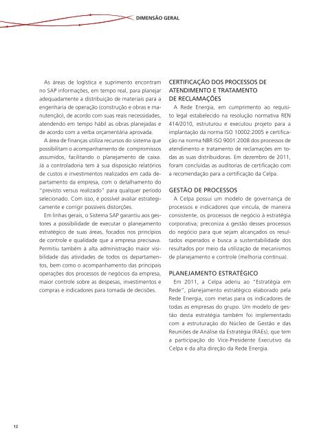 Relatório de Responsabilidade Socioambiental 2011 - Rede Energia