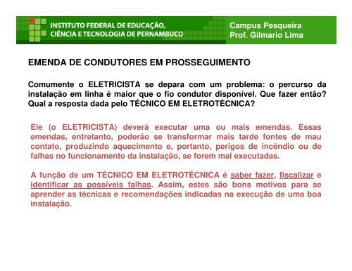 1 - Ferramentas para Instalações Elétricas - Prof. Gilmário Lima