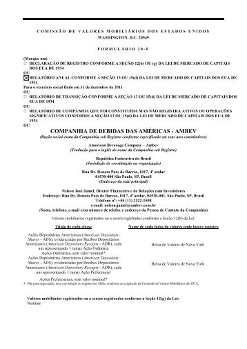 Relatório 20F - Ambev