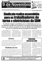 para os trabalhadores do turno e eletricistas da SBM - Sindicato dos ...