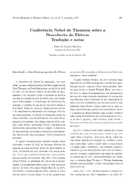 Conferência Nobel de Thomson sobre a Descoberta do Elétron