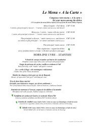 Le Menu « A la Carte » - Restaurant Vieux-Bois.ch