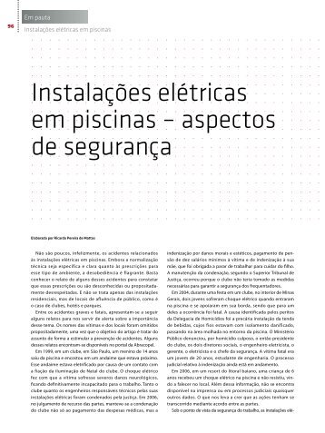 Instalações elétricas em piscinas - Programa Casa Segura