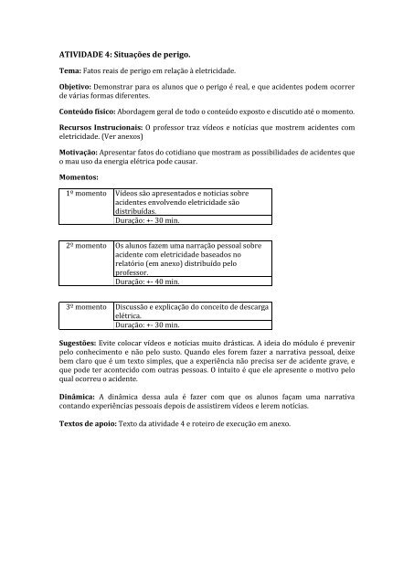 Os riscos da eletricidade no cotidiano - Faculdade de Educação - USP